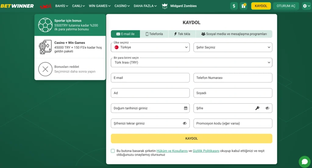 betwinner kaydol